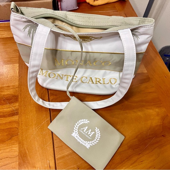 Vintage Monte Carlo Monaco Tote Bag , Small Travel Bag, Mini Bag, Shoulder Bag - Picture 2 of 7